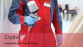  Presentation with working - Slide deck enhanced with body shop - image of working painter background and a red colored foreground