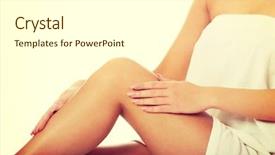  Presentation with well - Amazing slide deck having body spa - well groomed female legs backdrop and a  colored foreground