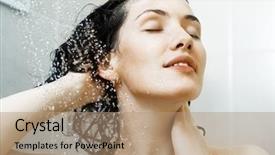  Presentation with spray - Amazing slides having body spray - beautiful girl standing backdrop and a coral colored foreground