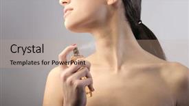  Presentation with black women beautiful woman - Cool new presentation theme with body spray - beautiful woman spraying some perfume backdrop and a coral colored foreground