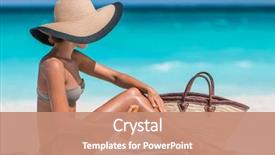  Presentation with sunscreen - Colorful PPT theme enhanced with body sunbathing at beach summer backdrop and a coral colored foreground