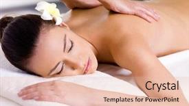  Presentation with spa salon - Audience pleasing theme consisting of body treatments - beautiful woman having relaxing massage backdrop and a lemonade colored foreground