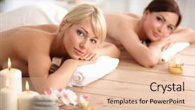  Presentation with beautiful black women smiling - Slides consisting of body treatments - two young beautiful women relaxing background and a lemonade colored foreground