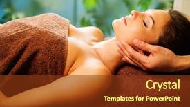  Presentation with face massage spa skin - Audience pleasing PPT theme consisting of body treatments - young woman having face massage backdrop and a tawny brown colored foreground