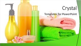  Presentation with scroll paper isolated on white - PPT theme with body wash - bath composition isolated on white background and a white colored foreground