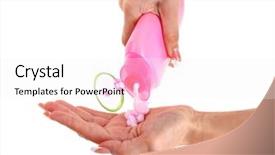  Presentation with shampoo - Slides enhanced with body wash - shampoo in the hands isolated background and a sky blue colored foreground