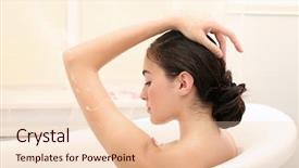  Presentation with sensuality woman black angel relaxing - Beautiful slides featuring body wash - young beautiful woman taking relaxing backdrop and a  colored foreground