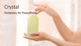 Presentation with bottle - Colorful theme enhanced with body wash - young woman holding bottle backdrop and a  colored foreground