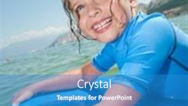  Presentation with surfing - Cool new presentation theme with bodyboarding - girl surfing in the sea backdrop and a teal colored foreground
