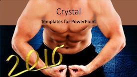  Presentation with flexing - PPT layouts having bodybuilder flexing against dark grey room background and a coral colored foreground