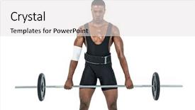  Presentation with lifting weights - Colorful PPT theme enhanced with bodybuilder lifting heavy barbell weights on white background backdrop and a light gray colored foreground