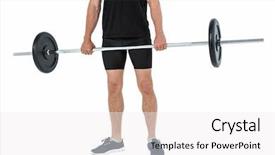 Presentation with lifting weights - Slide deck with bodybuilder lifting heavy barbell weights background and a  colored foreground