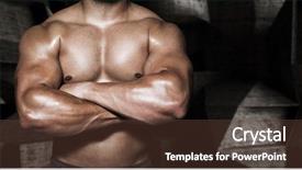  Presentation with black cross - Amazing slide set having bodybuilder man with arms cross backdrop and a tawny brown colored foreground