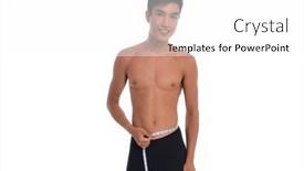  Presentation with measuring - PPT theme enhanced with bodybuilder-measuring-his-waistline-over background and a white colored foreground