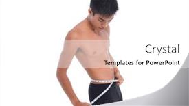  Presentation with measuring - Slides having bodybuilder-measuring-his-waistline-over background and a white colored foreground