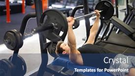  Presentation with weight lifting - Slide deck with bodybuilder-training-by-lifting background and a ocean colored foreground