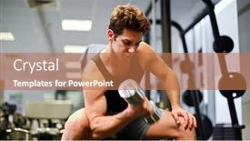  Presentation with gym - Slides with bodybuilder-using-a-dumbbell background and a coral colored foreground