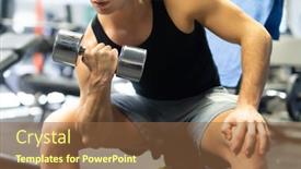  Presentation with work - Presentation featuring bodybuilder-using-a-dumbbell background and a tawny brown colored foreground