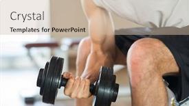  Presentation with work - Slide deck with bodybuilder-using-a-dumbbell background and a soft green colored foreground