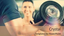  Presentation with trainer - Presentation theme featuring bodybuilder with his personal fitness background and a coral colored foreground