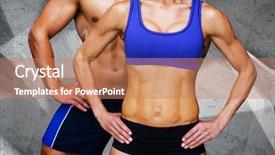  Presentation with bodybuilding - Slide deck with bodybuilding couple against grey angular background and a coral colored foreground