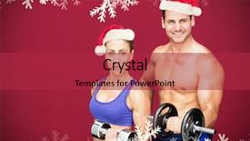  Presentation with bodybuilding - Beautiful presentation design featuring bodybuilding couple against red background backdrop and a red colored foreground