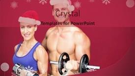  Presentation with bodybuilding - Audience pleasing PPT layouts consisting of bodybuilding couple against red background backdrop and a red colored foreground