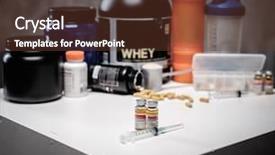  Presentation with nutrition supplements - Amazing PPT theme having bodybuilding nutrition supplements and chemistry backdrop and a tawny brown colored foreground