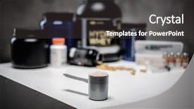  Presentation with supplement - Slide deck featuring bodybuilding nutrition supplements and chemistry background and a dark gray colored foreground