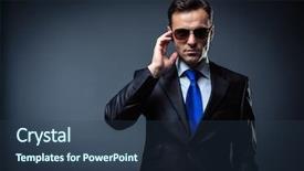  Presentation with music man in suit - Presentation theme with bodyguard - business man in suit background and a ocean colored foreground