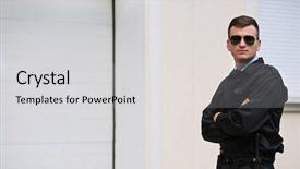  Presentation with security guard - Audience pleasing slide deck consisting of bodyguard - male security guard outdoors backdrop and a light gray colored foreground