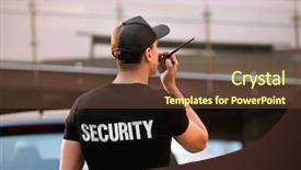  Presentation with portable radio - Presentation theme with bodyguard - male security guard with portable background and a tawny brown colored foreground
