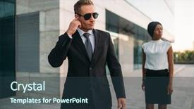  Presentation with black business - PPT theme having bodyguard in sunglasses and black background and a tawny brown colored foreground