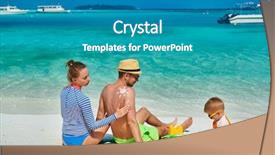  Presentation with sun rise back ground - Beautiful slide set featuring bodylotion - family on beach young couple backdrop and a teal colored foreground