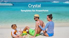  Presentation with sun rise back ground - Presentation featuring bodylotion - family on beach young couple background and a teal colored foreground