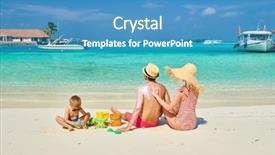  Presentation with family dreams of vacation - Cool new PPT theme with bodylotion - family on beach young couple backdrop and a teal colored foreground