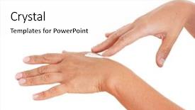  Presentation with cream - Cool new slides with bodylotion - hands applying moisturize cream backdrop and a  colored foreground