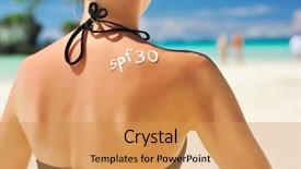  Presentation with sunscreen - Presentation design consisting of bodylotion - sunscreen lotion over tan woman background and a yellow colored foreground