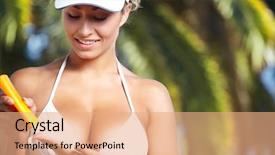  Presentation with consumer protection act - Cool new PPT layouts with bodylotion - woman applying sun protection lotion backdrop and a  colored foreground