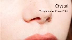  Presentation with nose - PPT theme enhanced with bodyparts - close up of a female's background and a lemonade colored foreground