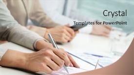  Presentation with feather as pen - Colorful PPT layouts enhanced with bodyparts - close-up of female hand backdrop and a  colored foreground