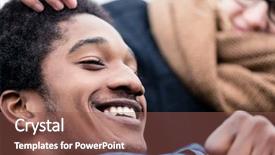  Presentation with teenage - Theme featuring bodyparts - close-up of smiling african teenage background and a violet colored foreground