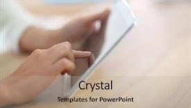  Presentation with digital - PPT theme with bodyparts - closeup of hand sliding background and a  colored foreground