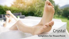  Presentation with varicose veins on a legs - Colorful theme enhanced with bodyparts - closeup of woman's legs backdrop and a soft green colored foreground