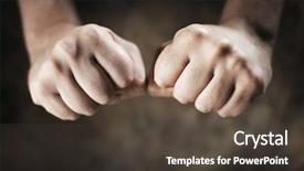  Presentation with charging gun man hands charging - Presentation theme having bodyparts - man clenching his hands background and a dark gray colored foreground