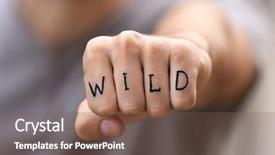  Presentation with tattoo - Slide set featuring bodyparts - man fist with fake tattoo background and a violet colored foreground