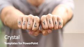  Presentation with tattoo - Slide set consisting of bodyparts - man fists with fake tattoo background and a violet colored foreground