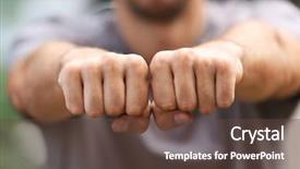  Presentation with tattoo - Cool new PPT theme with bodyparts - man fists with space backdrop and a tawny brown colored foreground