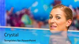  Presentation with swimming pool - Theme with bodyparts - young smiling woman's face background and a  colored foreground