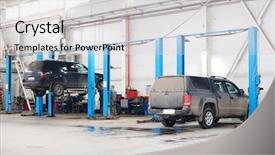  Presentation with mechanic car service repair maintenance - PPT theme enhanced with bodyshop - car in a car repair background and a  colored foreground